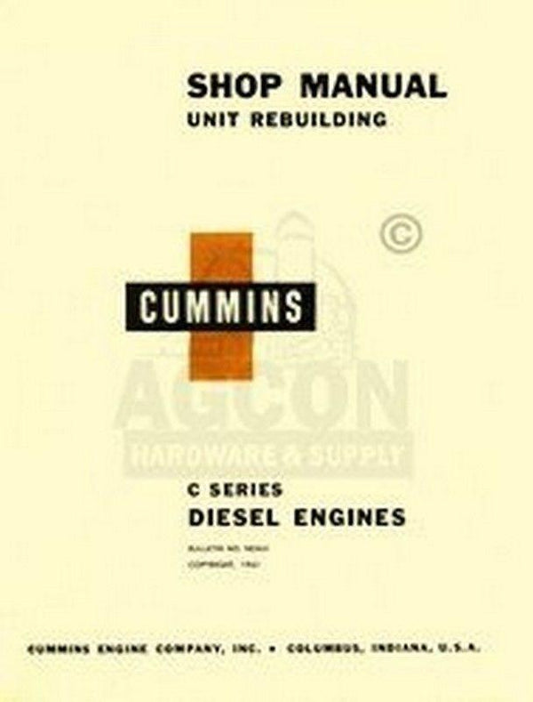 Cummins C Diesel Engines 4 6 Cyl. Shop Service Manual
