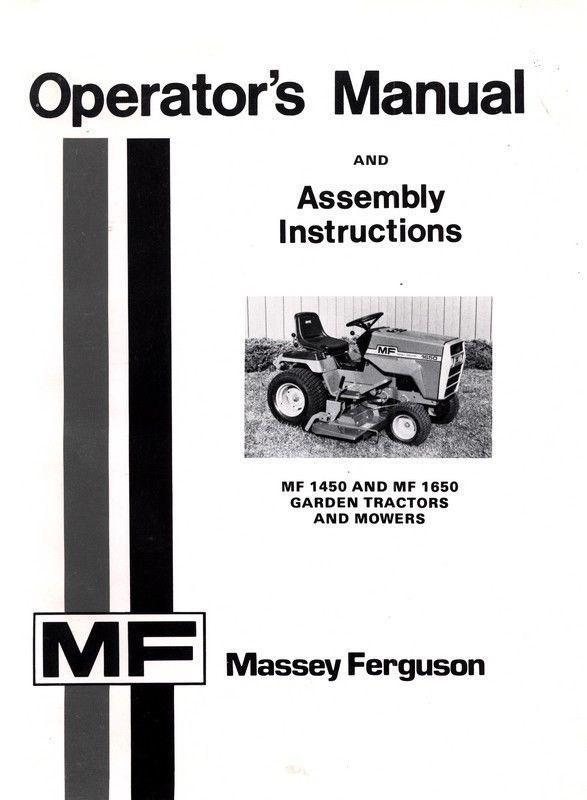 Massey Ferguson MF 1450 MF 1650 MF1450 MF1650 Garden Tractor Operators Manual