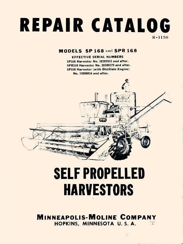 MINNEAPOLIS MOLINE SP168 SPR168 Harvestor Parts Manual