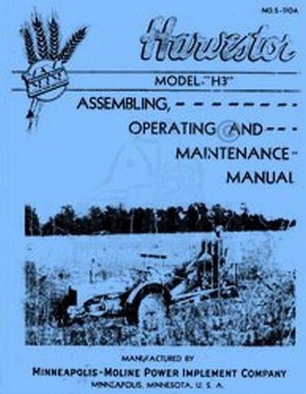 Minn. Moline H3 69 Harvestor Operators Service Manual