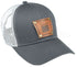 Gray Keystone Oliver Faux Leather Emblem Hat With White Mesh