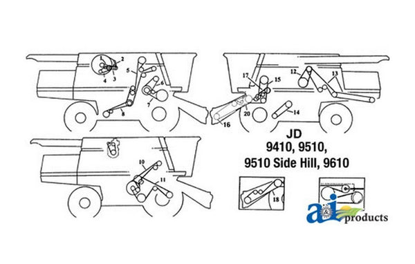 Ai Ah127866 Belt Unloading System Set/2 Fits John Deere Combine