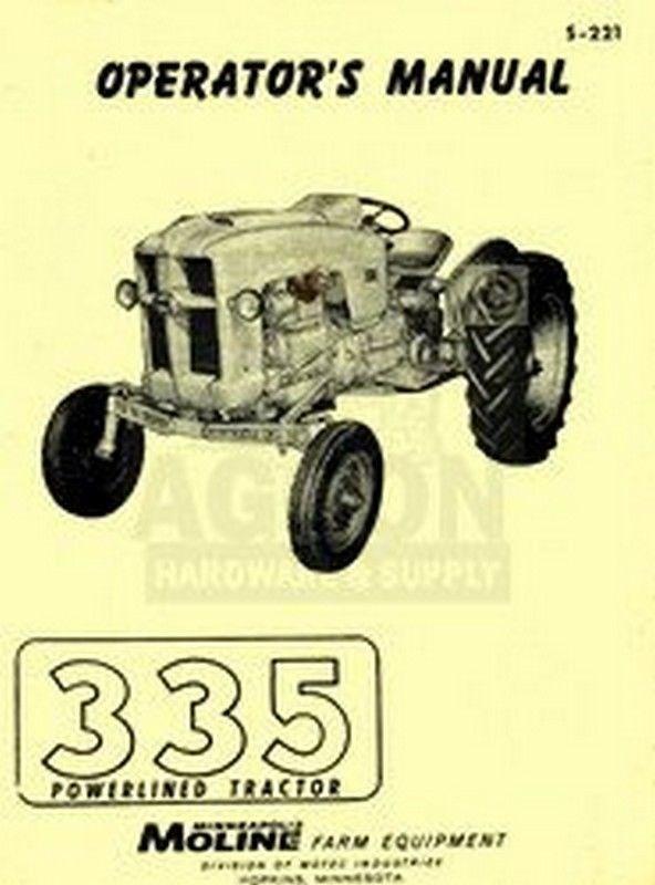 Minneapolis Moline 335 Tractor Operators Owners Manual