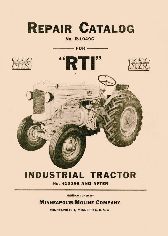 Minneapolis Moline R RTI Parts Manual Catalog 413256-