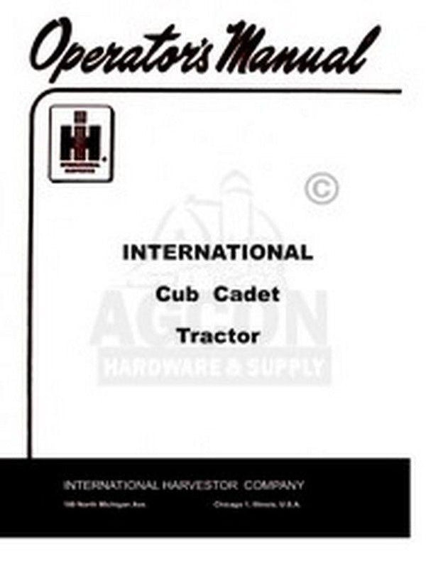 INTERNATIONAL CUB CADET 1960-1963 Owner Operator Manual