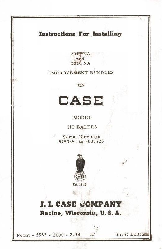 Case Installing 2015 NA  2016 NA Improvement Bundles NT Baler Operations Manual