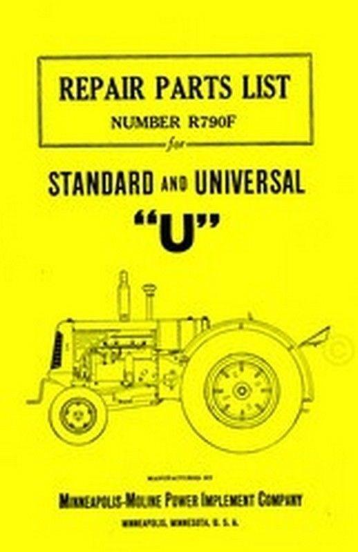 Minneapolis Moline Model U UTS UTU Standard Universal Tractor Parts List Manual