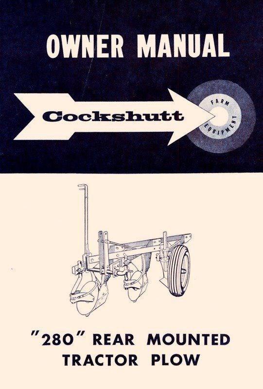 COCKSHUTT 280 Rear Mount Tractor Plow Operators Manual