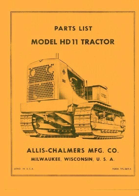 ALLIS CHALMERS HD11 HD-11 Crawler Parts List Manual