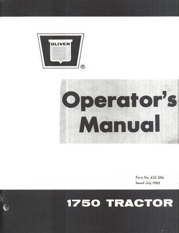 Oliver White 1750 Tractor Owners Operators Manual