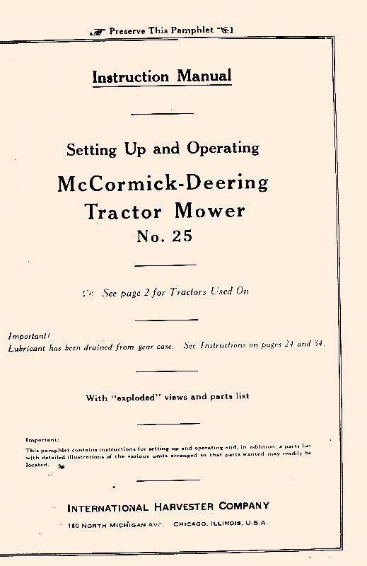 MINNEAPOLIS MOLINE 25 Drill Planter Operators Manual