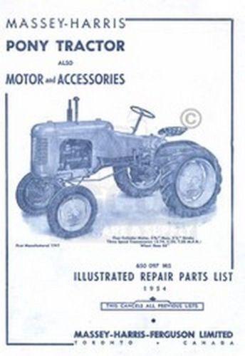 Massey Harris Pony Tractor Repair Part Acc. List Manual