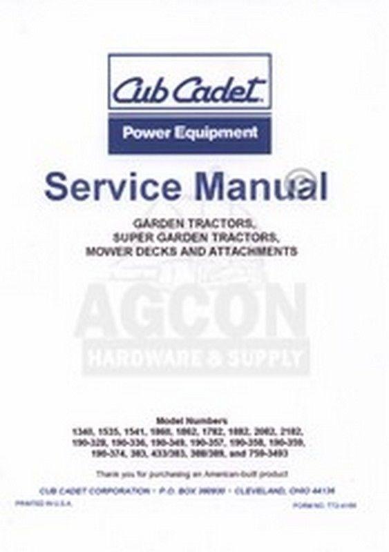 CUB CADET 1882 2082 & 2182 Tractor Shop Service Manual