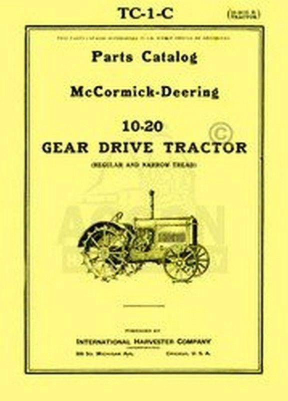 FARMALL McCormick Deering 10-20 Parts Catalog Manual