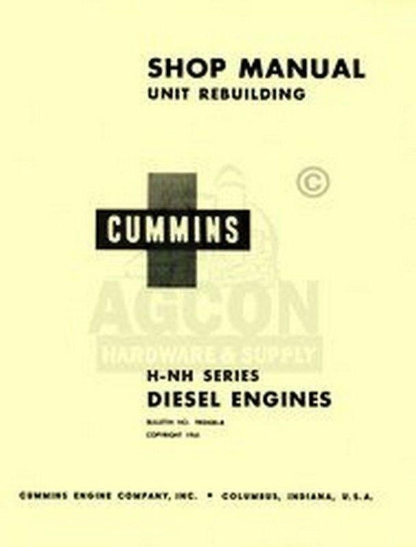 Cummins H NH Diesel Engine 4 6 Cyl. Shop Service Manual