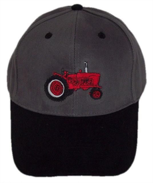 Farmall Tractor Embroidered Grey Black Hat - Cap Gift Fits Most