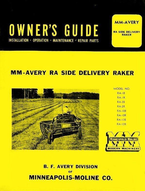 MINNEAPOLIS MOLINE Avery RA Side Rake Operators Manual