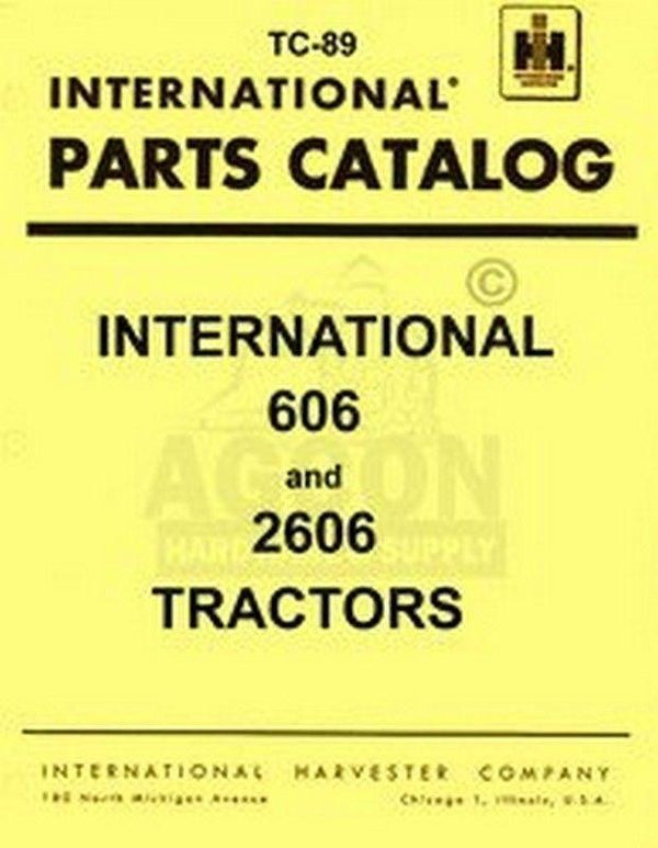 FARMALL International 606 2606 Parts Catalog Manual IH