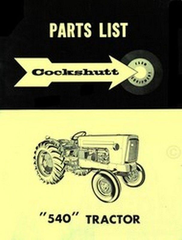 Cockshutt 540 Tractor Repair Parts List Manual