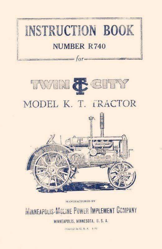 Minneapolis Moline Twin City K T KT Operators Manual