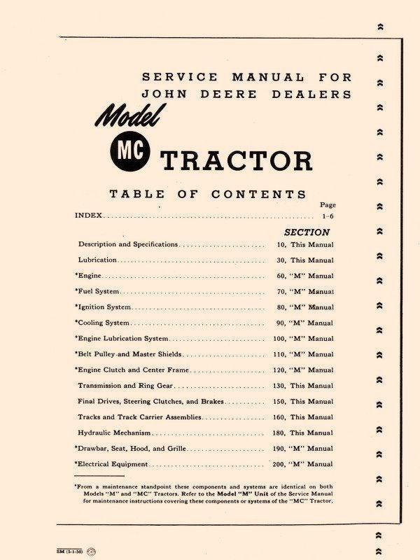 John Deere M MC Crawler Tractor Service Manual SM-2003