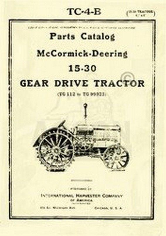 FARMALL McCormick Deering 15-30 Parts Catalog Manual IH