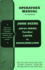 John Deere AB540 Series Two Row Lister Middlebreaker Operators Manual  JD AB-540