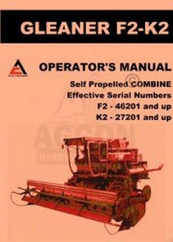 ALLIS CHALMERS F2 K2 Gleaner F-2 K-2 Operators Manual