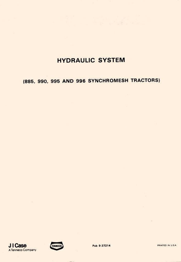 Case Rear Moun Hydraulic Pump 885 990 995 996 Synchromesh Tractor Service Manual