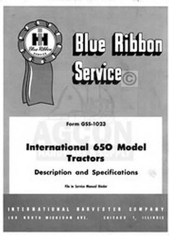 International Farmall 650 Specifications Service Manual