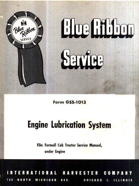 Farmall Cub Engine Lubricating System Service Manual