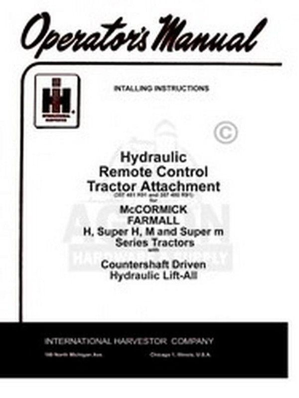 FARMALL Hydraulic Remote Control M MD MV MDV Sup Manual