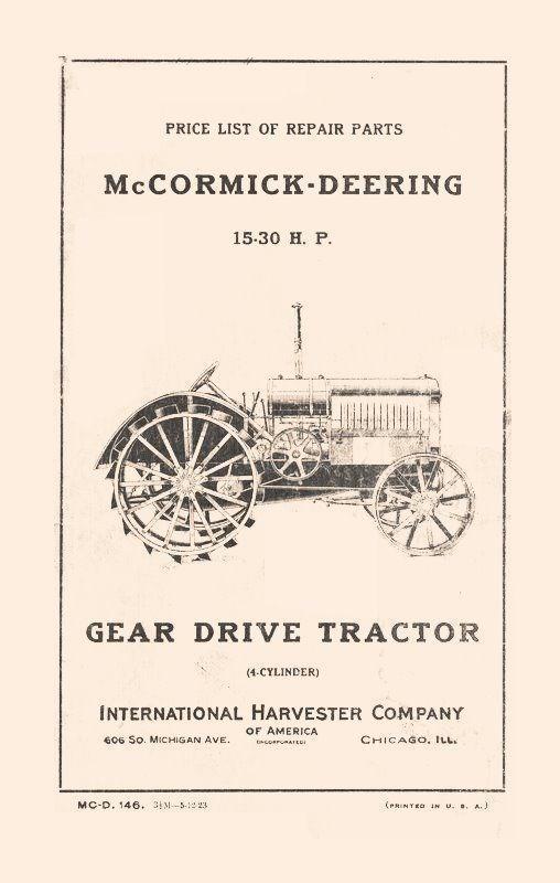 McCormick Deering 15-30 Overhauling Service Manual IH