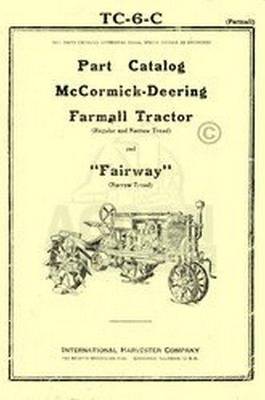 Farmall McCormick Regular Narrow Parts Catalog Manual