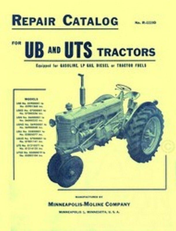 Minneapolis Moline UB UBE UBED UBN Parts Manual Catalog