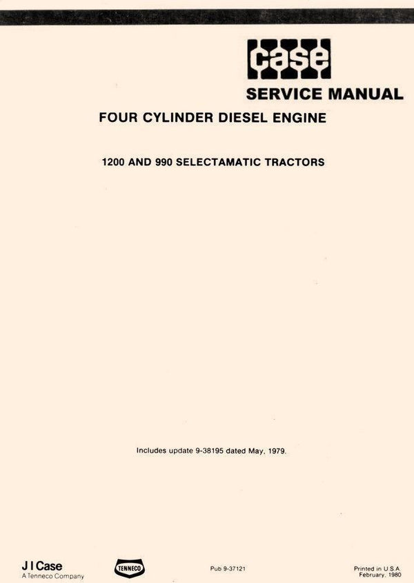 Case DB 990 995 1200 1210 1410 1412 Tractor Selectamatic Engine Service Manual