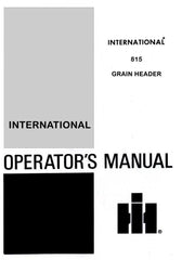 International Harvester 810 Grain Header Combine Head Owner Operators Manual IH