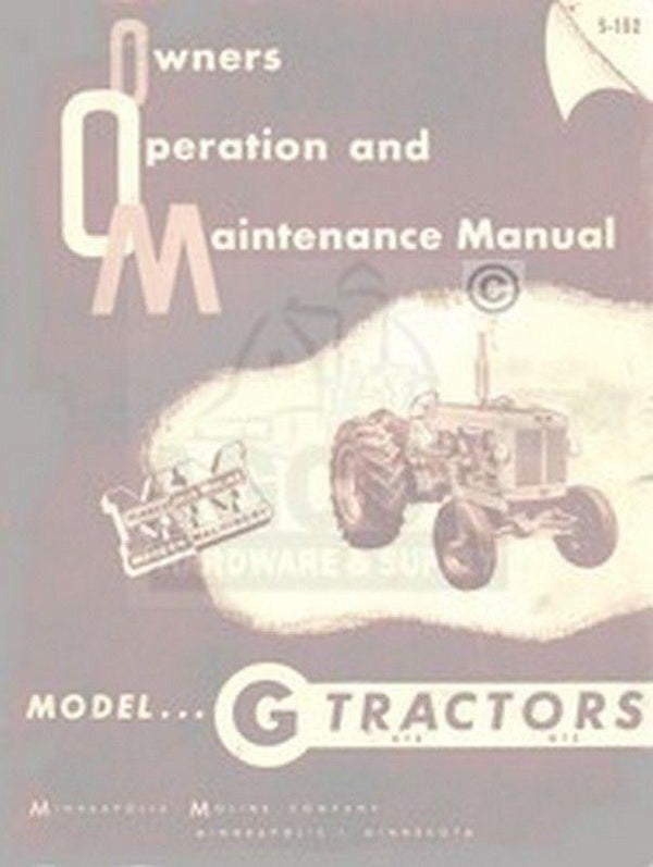 Minneapolis Moline G GTB Operator Maintenance Manual