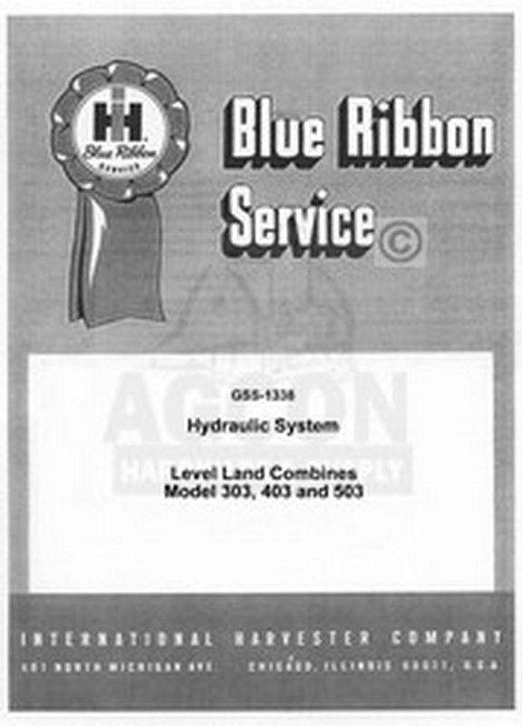 INTERNATIONAL 303 403 503 Combine Hydrau Service Manual