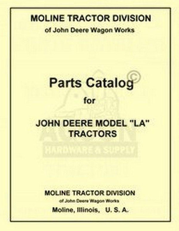 John Deere LA Tractor Parts Manual Catalog JD 1941-1946