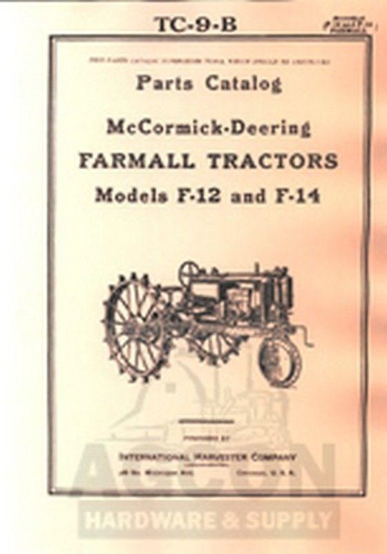 Farmall F12 F14 Printed Parts Catalog Manual F-12 F-14