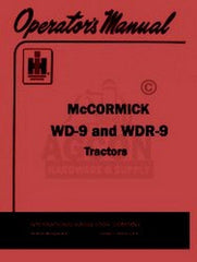 INTERNATIONAL McCormick WD-9 WDR-9 Operators Manual IH