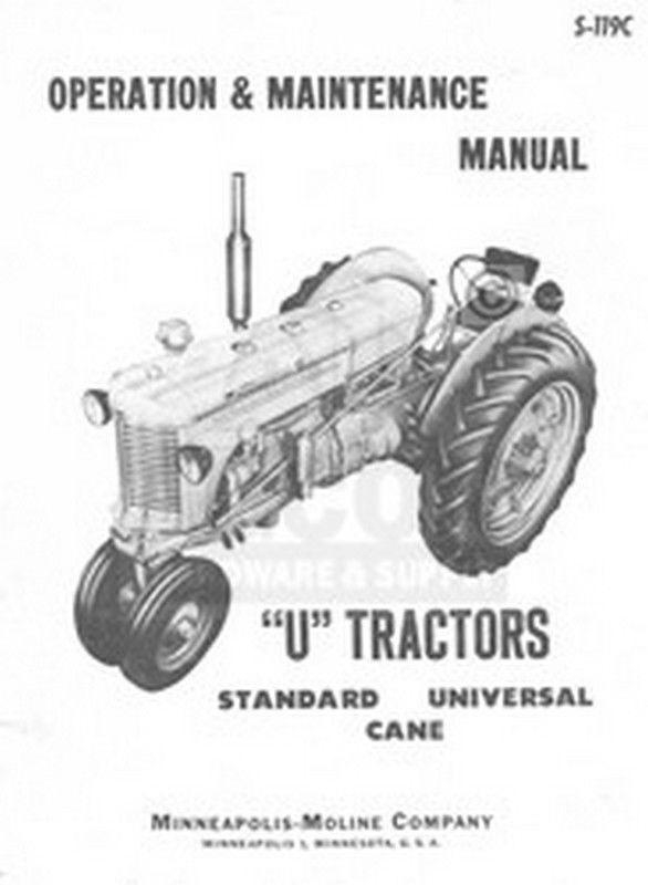 Minneapolis Moline U UTU UTS UTC UTN Operator Manual