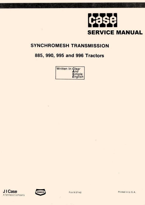 Case Synchromesh Gear Box 885 990 995 996 Tractor Transmission Service Manual