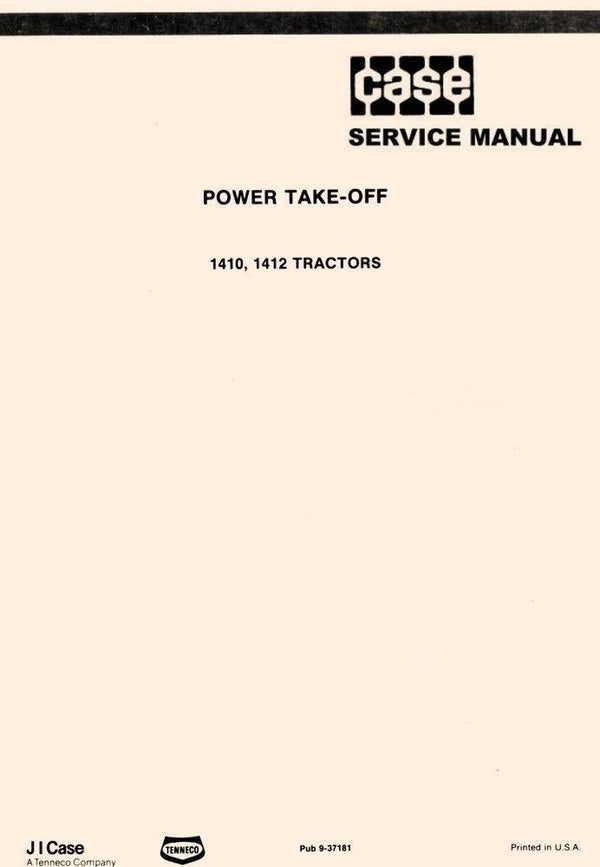 Case 1410 1412 Tractor Power Take Off PTO Shop Service Manual