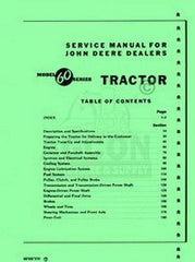 John Deere Model 60 Tractor Service Shop Repair Manual