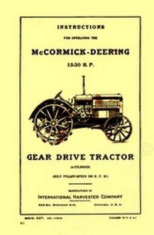 McCormick Deering Gear 15-30 Tractor Operators Manual