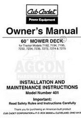 CUB CADET 60 401 7195 7232 7234 7235 7272 7274 7275 Mower Deck Operators Manual