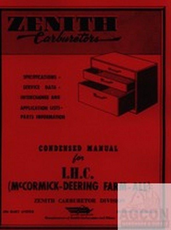 Farmall Zenith Carburetor 61 161 Tractor Service Manual