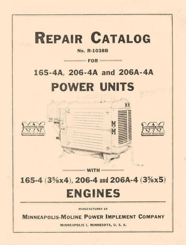 MOLINE 165-4A 206-4A 206A-4A Power Unit Service Manual